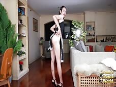 Por Sexy Black Dress Horny Ladyboy